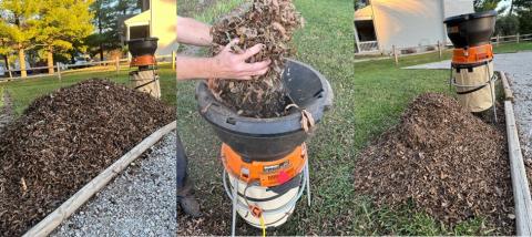 Large piles of leaves can be greatly reduced in particle size and overall volume with a leaf mulcher/shredder 