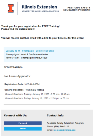 Sample “Registration Details” email. Not your ticket(s).