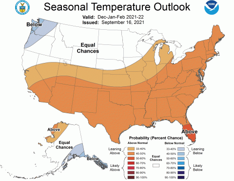Seasonal temperature outlook map