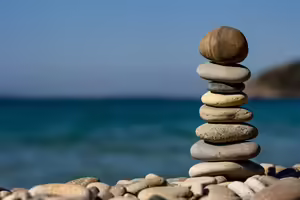 rock tower near water