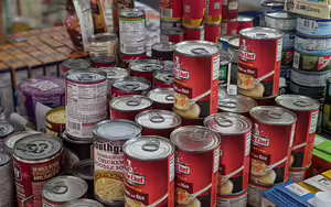 canned food on a shelf