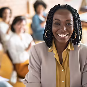 woman leading meeting