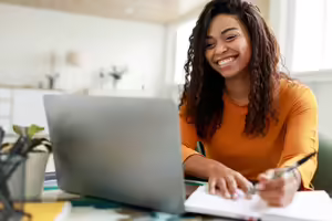 woman applying online