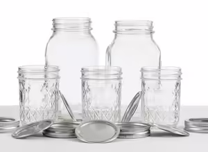 clear Mason-style canning jars and lids