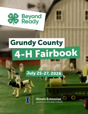 Grundy County 4-H Fairbook Cover with the 4-H and Illinois Extension logos