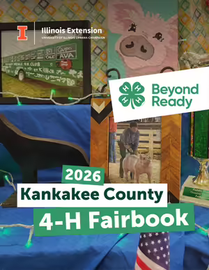 Kankakee County 4-H Fairbook Cover with the 4-H and Illinois Extension logos
