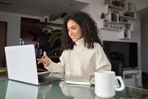 Woman on an online meeting on her laptop computer