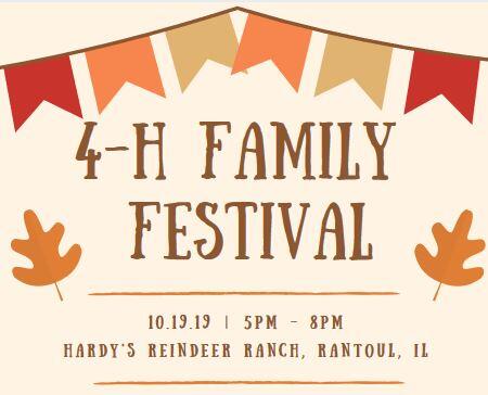 Champaign County 4-H Family Festival is being held on 10.19.19 from 5-8pm at Hardy's Reindeer Ranch in Rantoul.