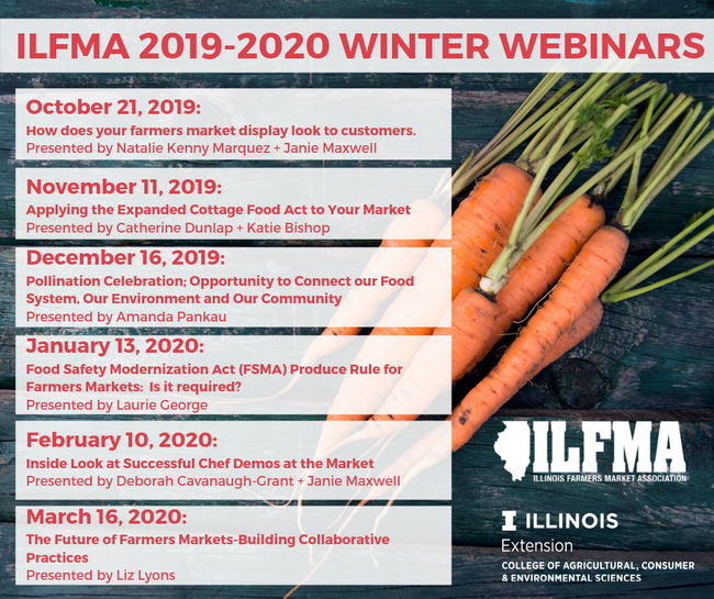 carrots in the background with the webinar schedule laid over the top