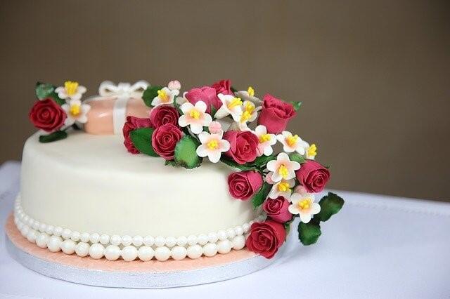 cake with flowers on top