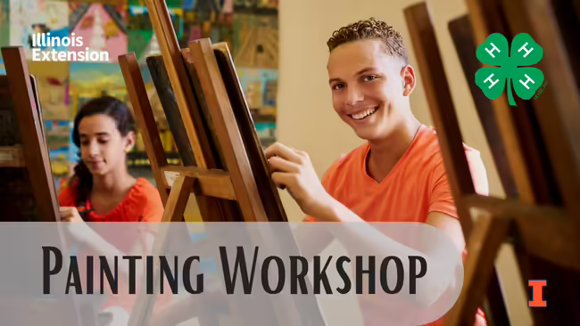 teen boy and preteen girl in front of easels painting