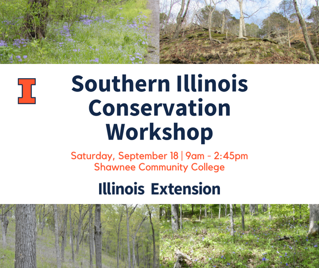 Southern Illinois Conservation Workshop banner with nature pictures behind it