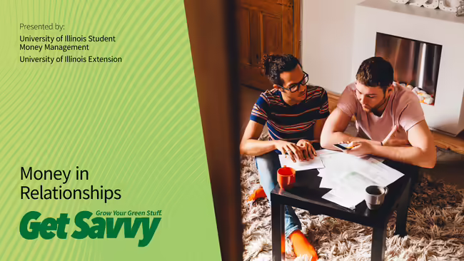 Get Savvy Infographic with couple discussing finances