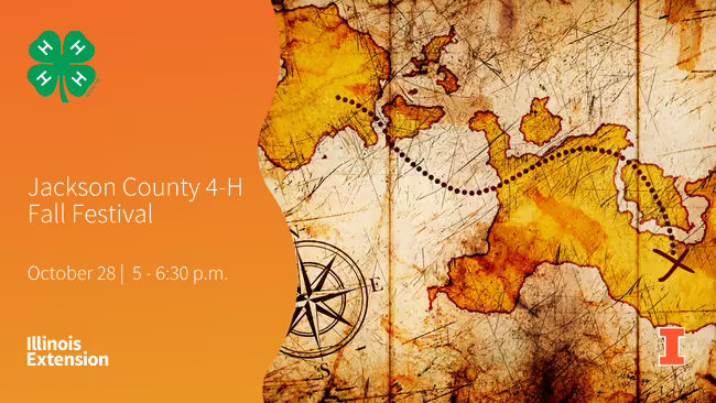 treasure map with fall festival text and contact information