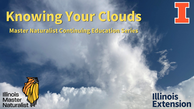 Clouds in the background with university and Master Naturalist logos and event title