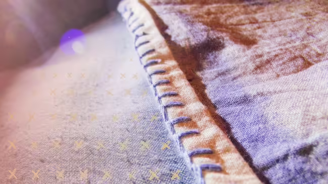 Close up on stitching 