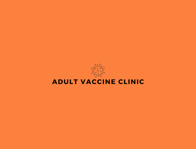 Adult Vaccine Clinic with image of virus