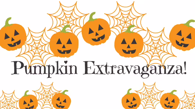 orange pumpkins with orange spiderwebs Pumpkin Extravaganza