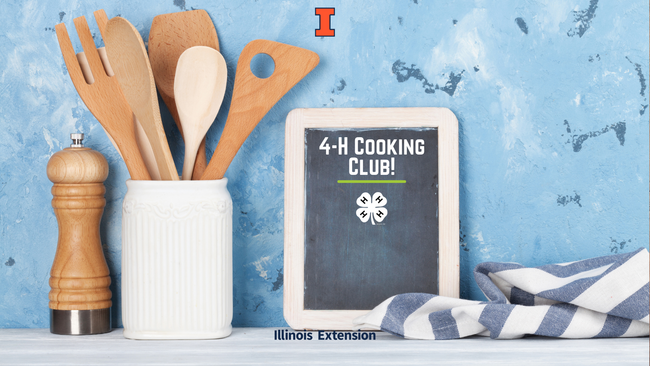 blue background with cooking utensils