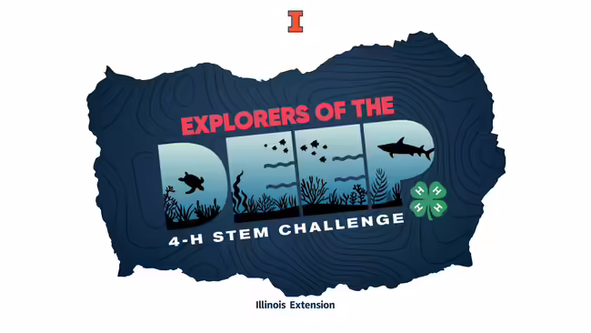 Dark blue background with text "Explorers of the Deep 4H STEM Challenge", ocean scene