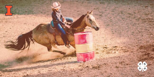 Girl on horse going around barrel