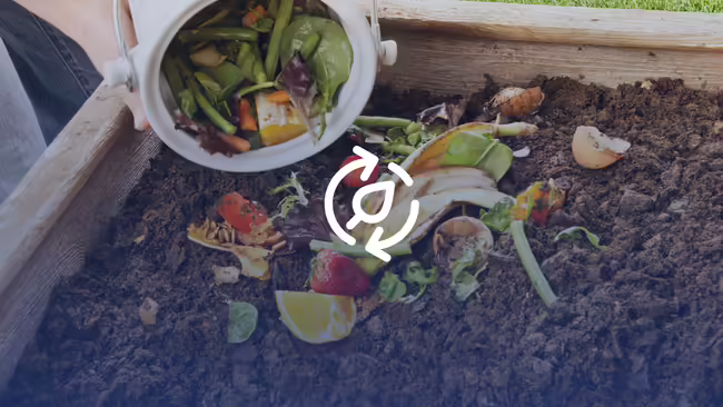 A bucket of food scraps being put onto a compost pile.