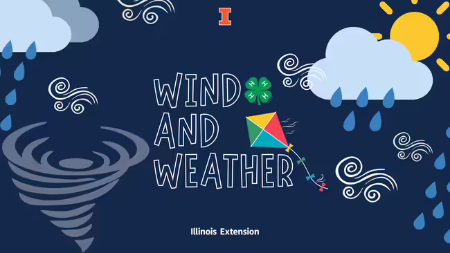Navy background with clouds, rain, and sun