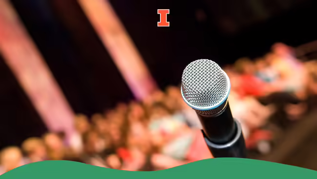 A microphone on a stage.