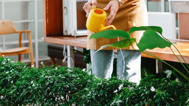 watering a house plant