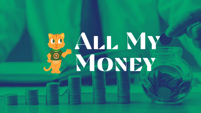 Cartoon of a cat "All My Money"