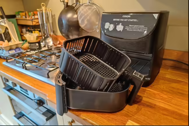 air fryer sitting on kitchen counter