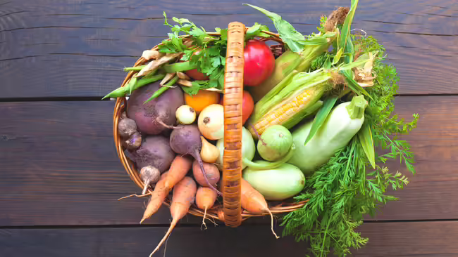 variety of fresh produce in a basket