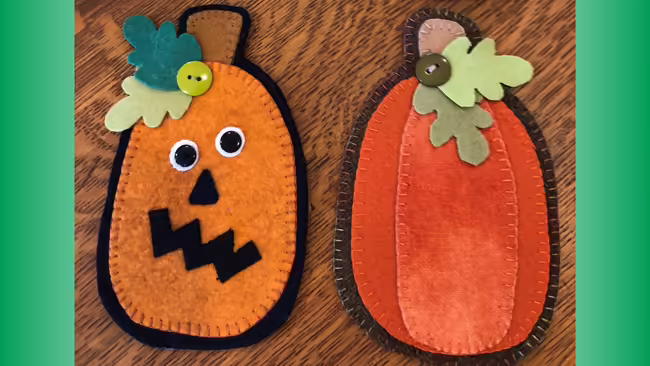 wool felt pumpkin craft