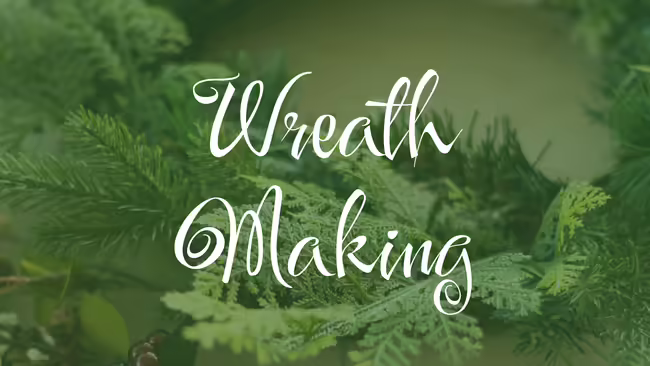 Wreath Making. An up close picture of an evergreen wreath.