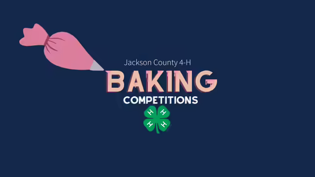 A piping bag putting pink icing on the words Baking Competition.