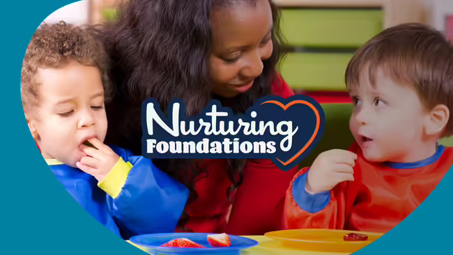 Woman encouraging children to try new foods