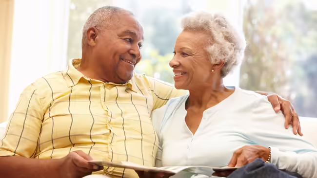 Senior couple looking at each other