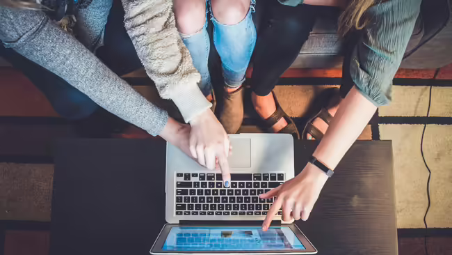 youth group on laptop