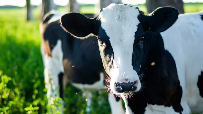 Cow hanging out in a field.