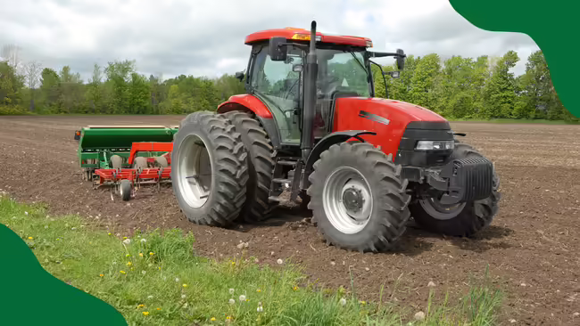 A tractor in the field.