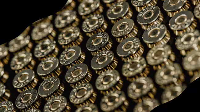 Shotgun shells lined up.