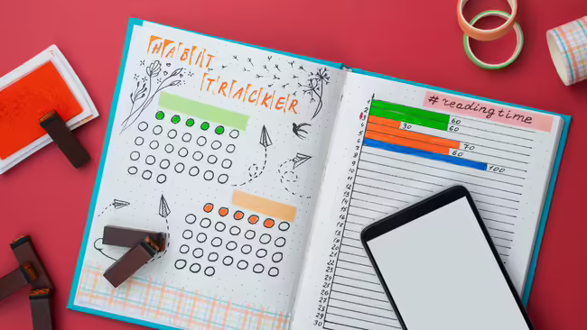 notebook showing journal entries