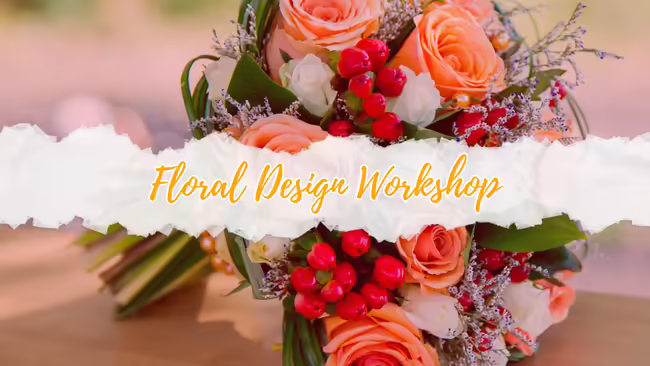 close up of a floral bouquet in shades of orange