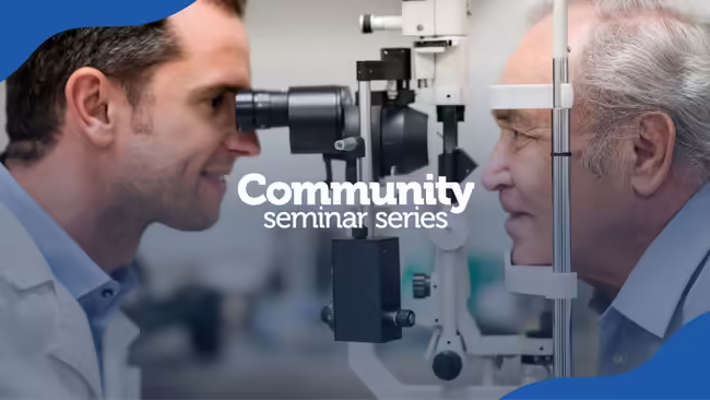 Photo of an eye exam between an optometrist and a senior citizen