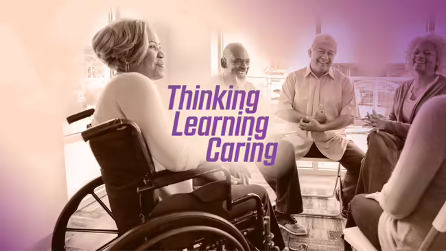 A group of diverse older people chatting together