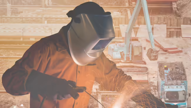 a person welding an object