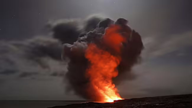 A fire shooting up.
