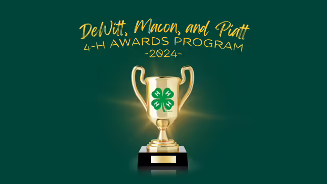 DeWitt, Macon and Piatt 4-H Awards Program, trophy with 4-H logo pictured