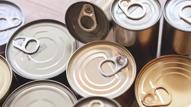 Aerial view of canned goods.