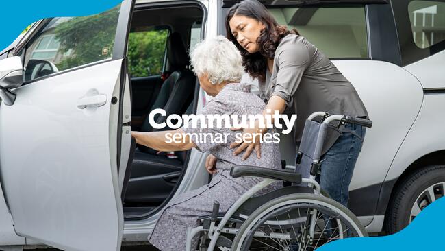 A person helping a elder woman